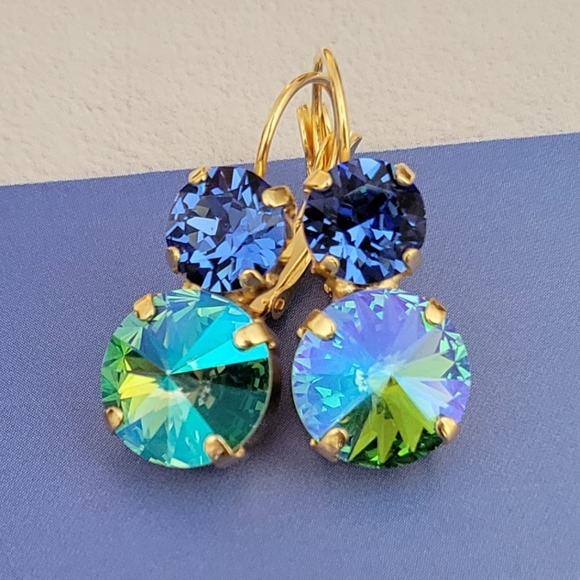 Austrian Crystal Earrings in Gold - Picture 7 of 12